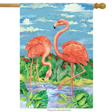 Summer Bamboo - Bamboo Flamingos Summer House Flag Tropical Birds 28