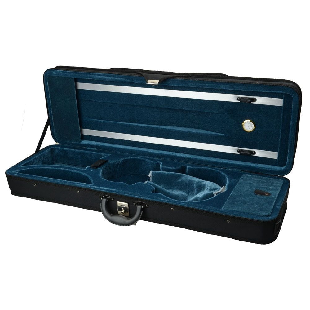 IVV Lockable Rectangle Violin Bag, Black Portable Nylon Storage Case with Soft Lining and Hygrometer, 30.31"L x 10.24"W x 4.72"H