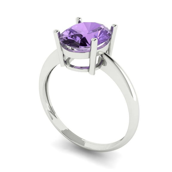 2.5ct oval cut alexandrite 18k white gold Bridal Wedding Engagement Promise Anniversary Ring for Women size 3.75