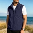thumbnail image 6 of Zysthvn Plus Size Mens Jackets Lightweight Casual Cargo Fall Men Vest Solid Lapel Outdoor with Pockets Vests, Dark Blue XXXL, 6 of 9
