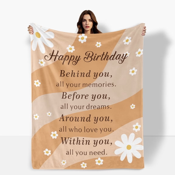 Orange Flannel Blanket For Friends Couples Birthday Gift With Heartfelt Wishes Soft Warm Comfortable Fleece Blanket Suitable For Sofa Bed Travel Camping Shipped From The USA