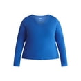 thumbnail image 5 of Terra & Sky Women's Plus Long Sleeve Notch Neck Top, Sizes 0X-5X, 5 of 5