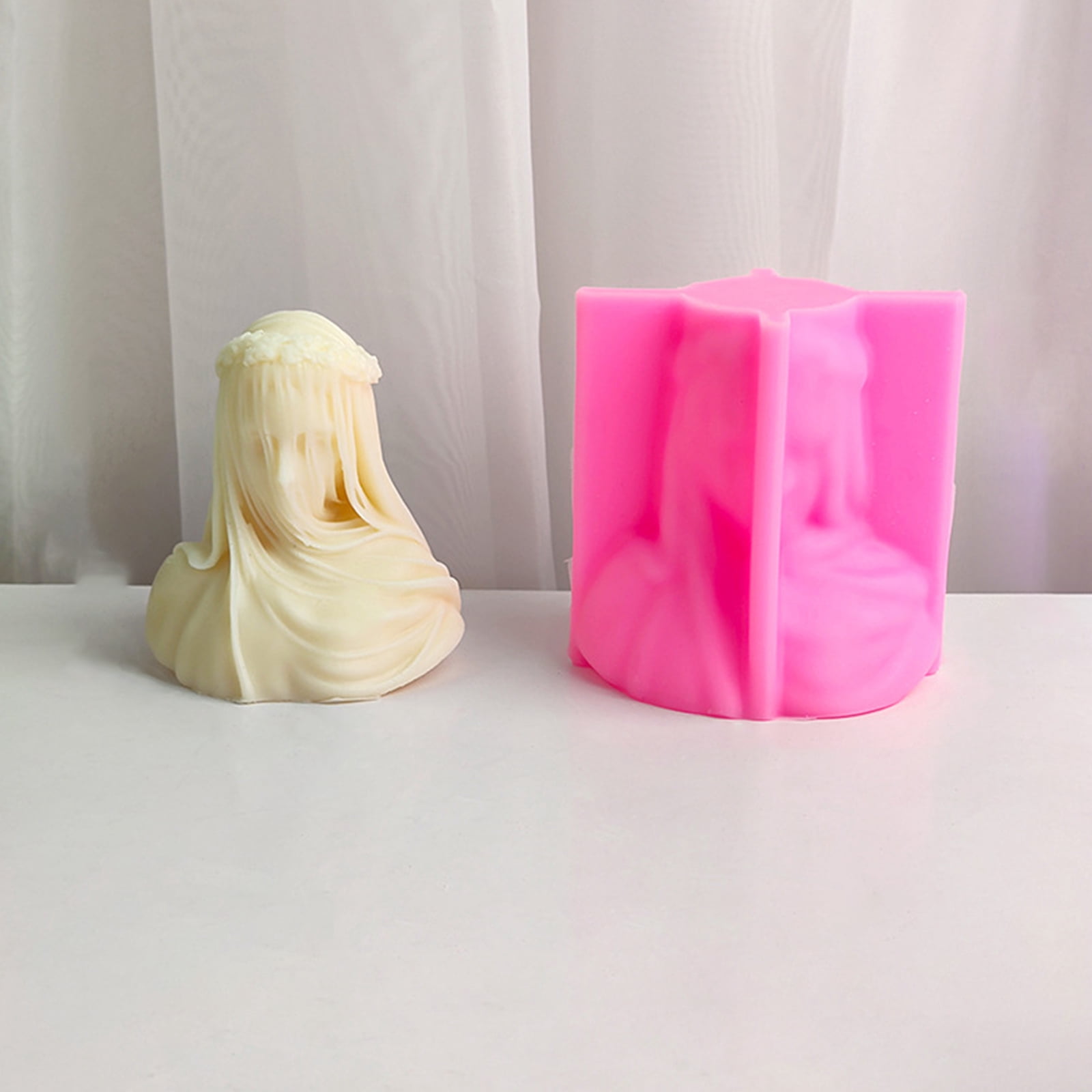 Geemin Veiled Silicone Candle Mould Female Bride Antique Bust Statue Sculpture Body Mold Art Decor Plaster Soap Making Mould