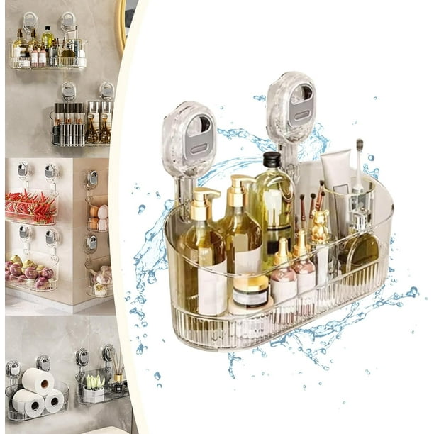 Caja de almacenamiento con ventosa para baño sin taladro, caja de almacenamiento con ventosa, caja de almacenamiento con ventosa de Substantian, organizador de ducha con ventosa, soporte para montaje