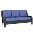 thumbnail image 1 of Outsunny 3 Seater Outdoor Sofa with Cushions Rattan Patio Couch Deep Blue, 1 of 10