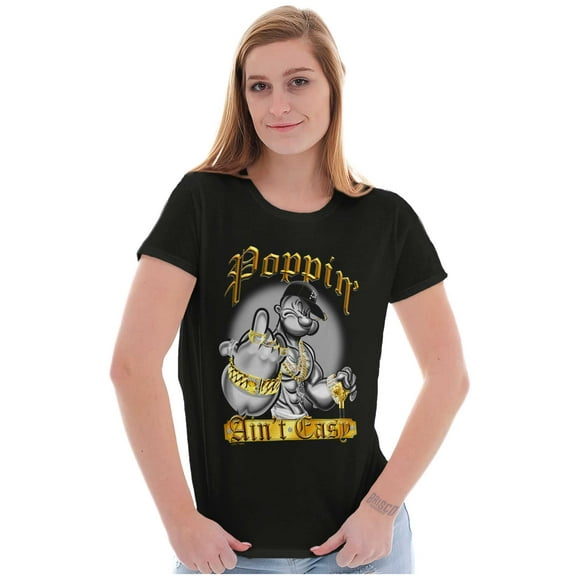Urban Popeye Poppin Ain't Easy Women's T Shirt Ladies Tee Brisco Brands S