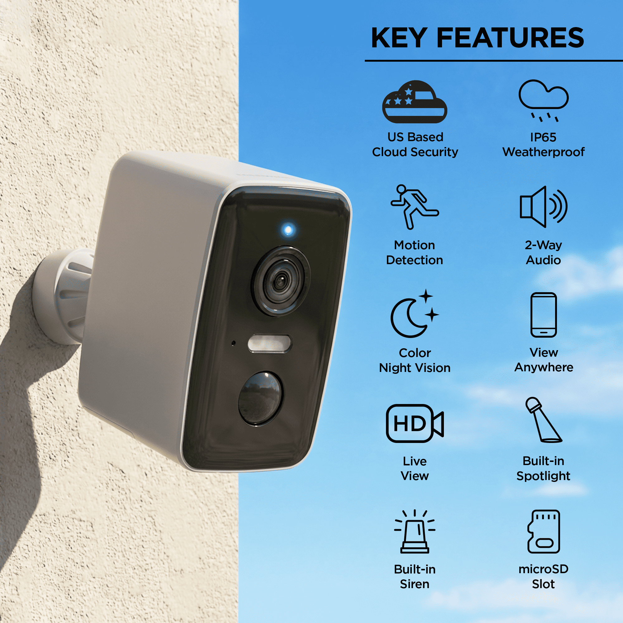Merkury Smart 1080p HD Battery Security Camera with Spare Battery
