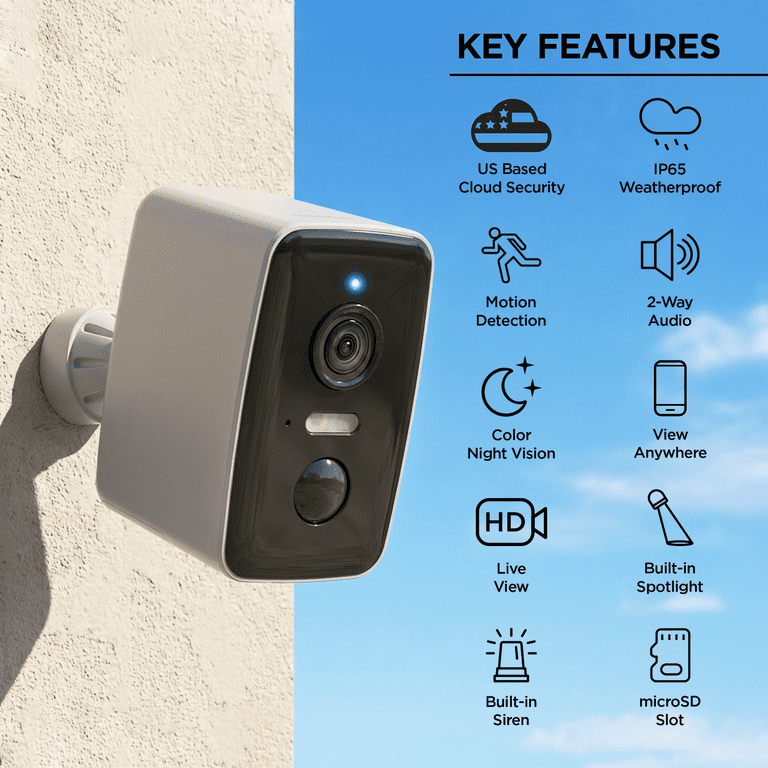 Merkury Smart 1080p HD Battery Security Camera with Spare Battery