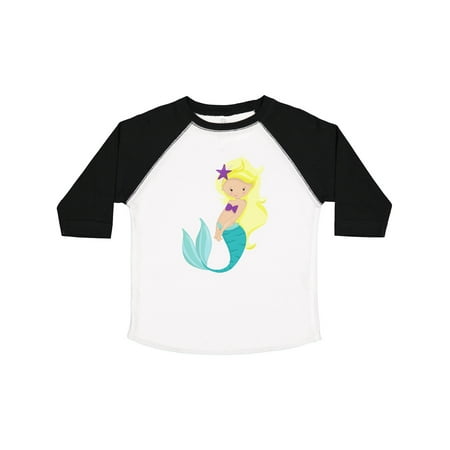 

Inktastic Cute Mermaid Little Mermaid Blonde Hair Star Gift Toddler Toddler Girl T-Shirt