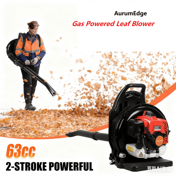 AurumEdge Gas Powered Leaf Blower, 63cc 2-Cycle Backpack Leaf Blower Adjustable Strap, 700CFM, 200MPH Commercial Leaf Vacuum for Blowing Leaves/Snow/Mowed Grass