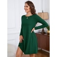 thumbnail image 4 of Chiclily Robe Décontractée à Manches Longues pour Femmes Vert Foncé Robe Tunique Moyenne Robe T-Shirt Ample avec Poches, 4 of 7