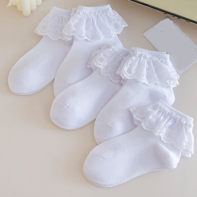 girls' casual & dress socks Amazon.com: JUNOAI Baby Toddler Girls Ruffle Socks & Women's Frilly Turn-Cuff Cotton Crew
