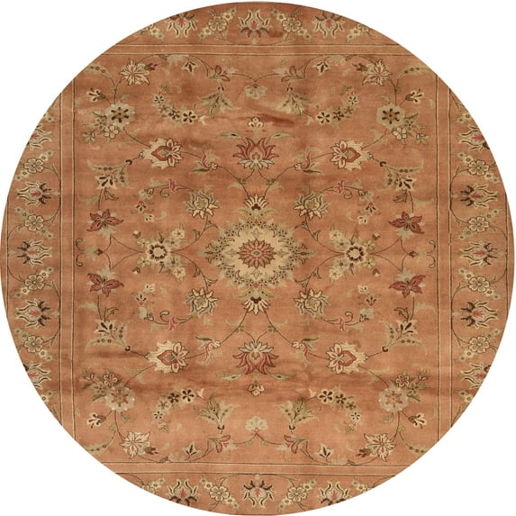 Ahgly Company Indoor Round Contemporary Orange Abstract Area Rugs, 5' Round
