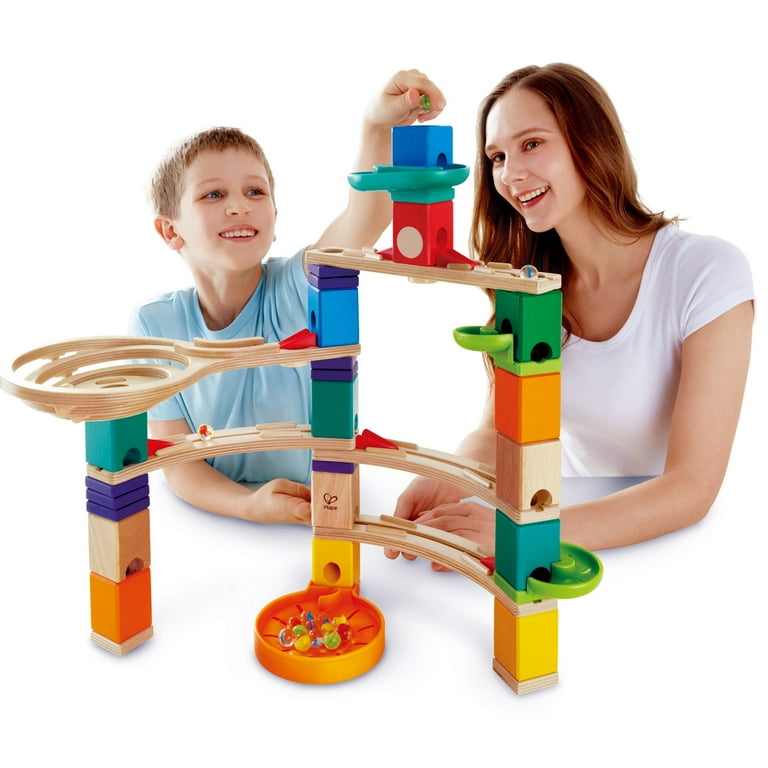 Hape Quadrilla Kids Toy Wooden Marble Run Construction Set, 94