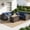 Blue, variant on Gaildon 5 Piece Patio Furniture Set with Glass Table, All Weather Outdoor Sectional PE Rattan, Patio Conversation Sets with Cushions for Garden Lawn Balcony Porch Deck, Beige