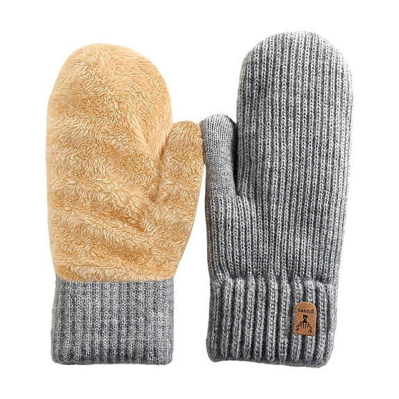 FNGZ Winter Mittens Gloves for Women | Knit Thick Gloves | Winter Knit Gloves Warm Full Fingers Women with Upgraded Anti Glove Fleece Lined