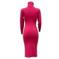 thumbnail image 5 of LYXSSBYX Long Sleeve Dresses Hot Sale Clearance Women Fashion Slim High Neck Long Dress Long Sleeve Pure Color Dress, 5 of 8