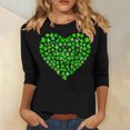 thumbnail image 1 of Meichang Hauts à Manches 3/4 pour Femmes T-Shirts de la Saint-Patrick Trèfle Chanceux T-Shirts Graphiques Col Rond Chanceux Irlandais Tops Printemps Liquidation, 1 of 5