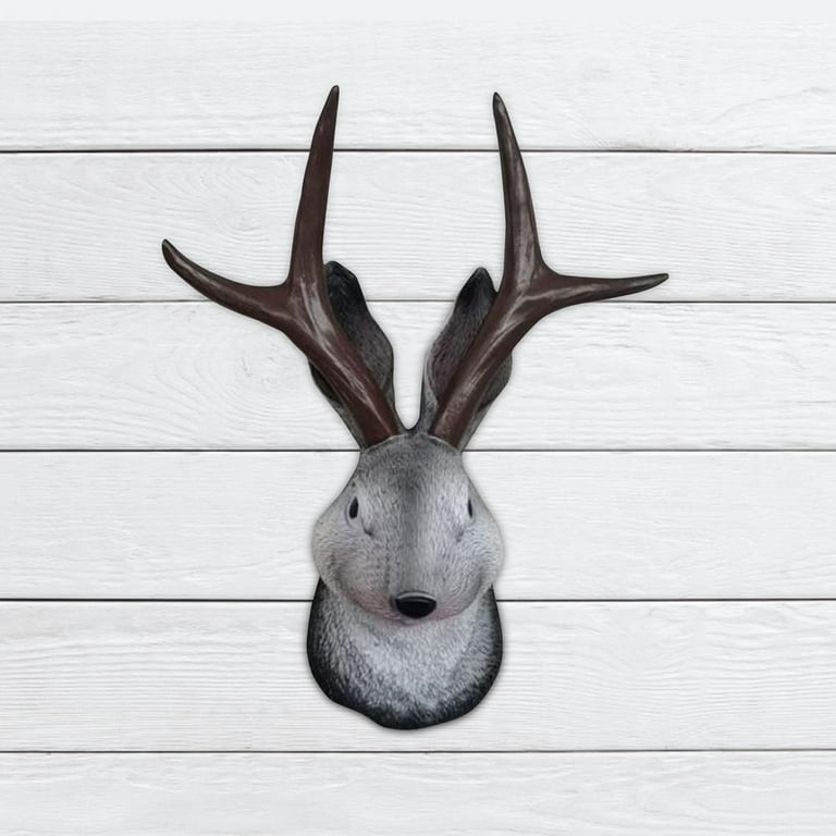 Famure Rabbit Head Wall Art Jackalope Wall Decor Faux Specimen Animal Head  Sculpture The Latest Legend of Antlers Resin Hangings Wall Art for Home  Office Decor effectual 