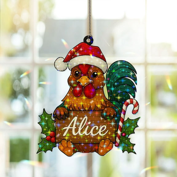 89Bloom Personalized Rooster Ornament, Custom Rooster craft stained glass, Suncatcher Craft Stained Glass