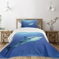 thumbnail image 3 of Ambesonne Shark Quilted Bedspread Set 2 Pcs, Exotic Dreamy Ocean Life, Twin Size, Violet Blue Grey, 3 of 6