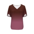 thumbnail image 3 of yillto Womens V Neck Tops Short Sleeve Gradient Fashion Blouse Summer Loose Business Dressy Tunic Shirts, 3 of 7
