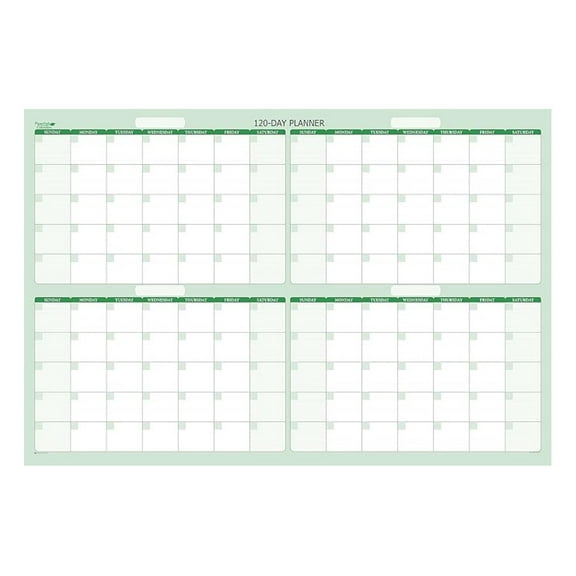 Earth Green, 24" x 36" 120-Day Horizontal Wall Calendar - 4 Month Wet & Dry Erasable Wall Planner - Complete with Marker and Eraser