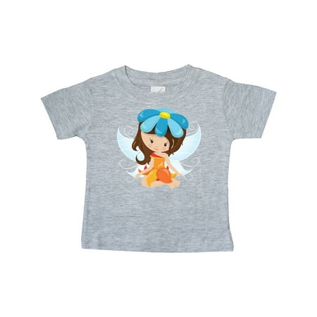 

Inktastic Cute Fairy Brown Hair Fairy With Blue Flower Gift Baby Girl T-Shirt