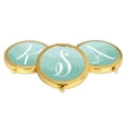 thumbnail image 4 of Koyal Wholesale Gold Compact Mirror Bridesmaid's Wedding Gift, Aqua Watercolor Rustic Trees, Monogram Letter S, 1-Pack, 4 of 5