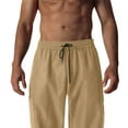 thumbnail image 3 of Coorders George Mens Cargo Pants Casual Baggy Drawstring Loose Fit Hip Hop Pants with Pockets, Khaki,Size S, 3 of 7