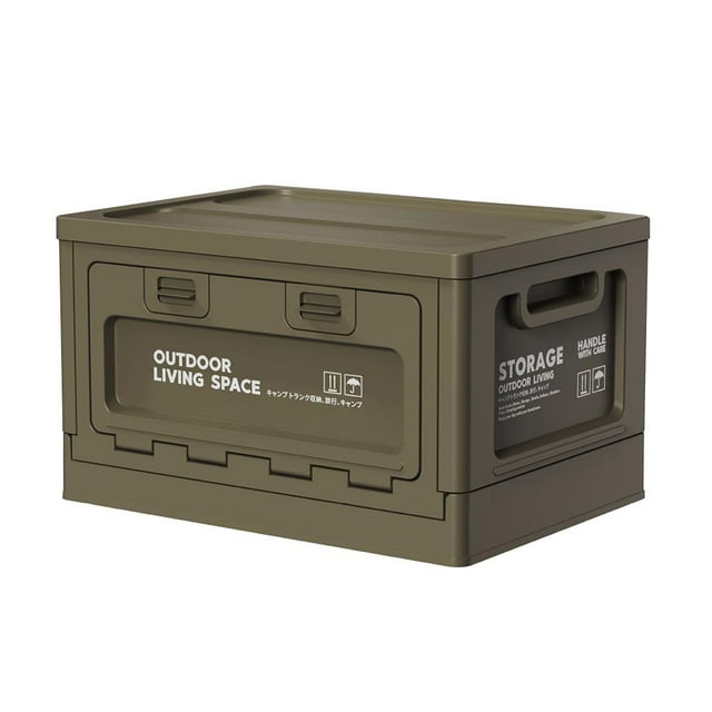 Japanese-Style Foldable Outdoor Storage Box for Camping and Car Trunk with Wood Cover Industrial Style