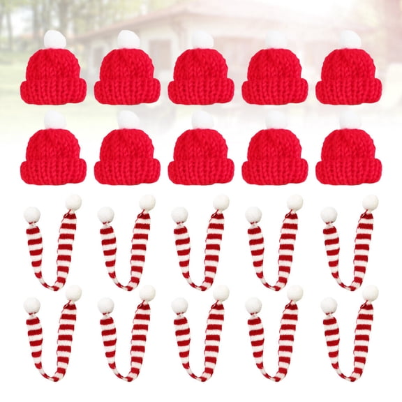 Toddmomy Christmas Accessories 20Pcs Mini Scarf and Hat Decor Knitting Wool for Home Festival in Assorted Colors