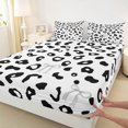 thumbnail image 3 of Homewish Wild Leopard Print Bed Sheets,Ribbon Bow Knot King Sheets,White Black Sheet Set For Girls Kids,Breathable Home Decor,4pcs, 3 of 7