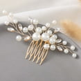 thumbnail image 1 of Nvzi Horquillas para el pelo de boda con flores para novias, peinetas con perlas de cristal, pinzas para el pelo, tocado, accesorios para el pelo de boda dorados, joyas - doradas, 1 of 4