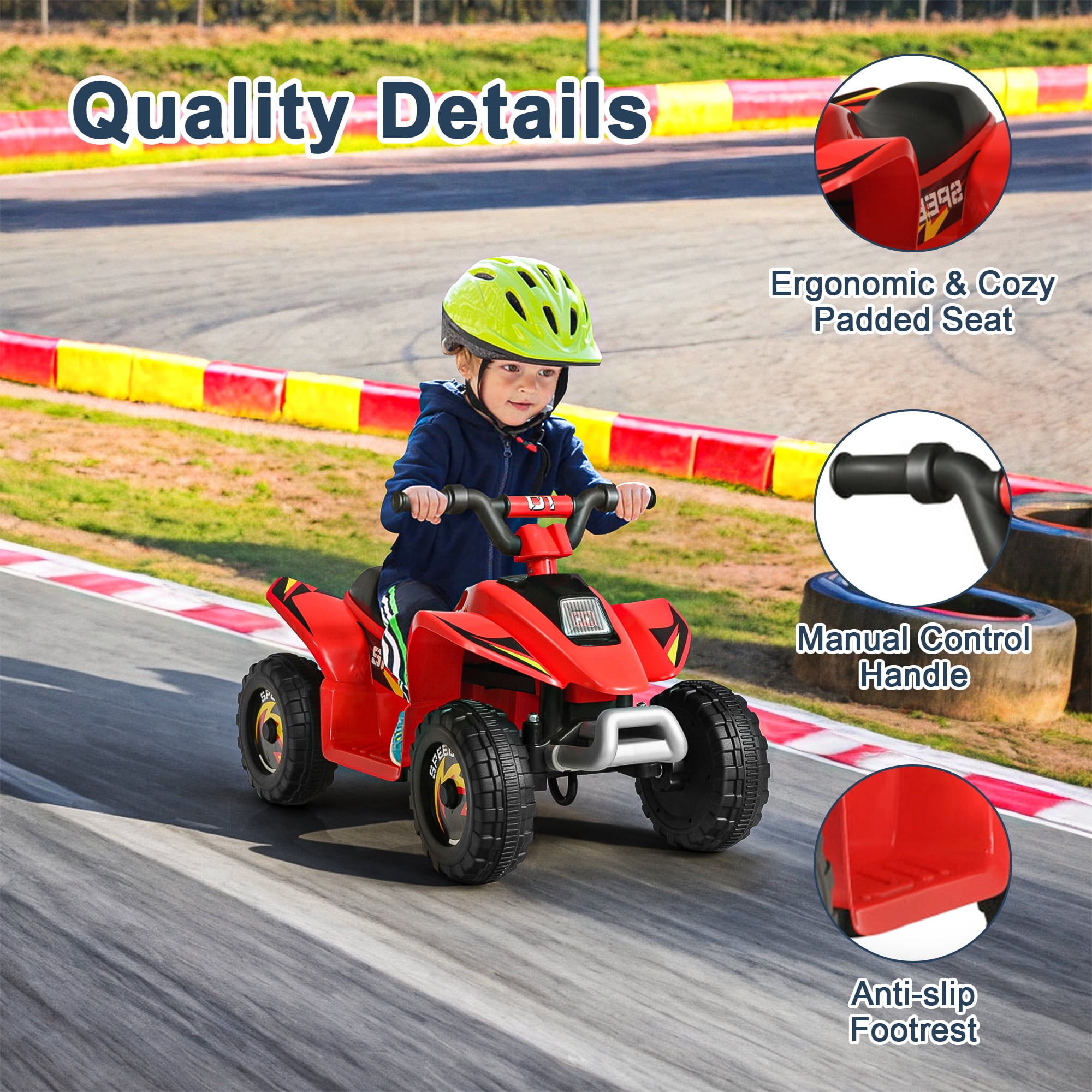 Resenkos 6V Kids Ride On Electric ATV, Ride Car with 4 Wheels, Ride-On Toy for Toddlers 1-3 Boys & Girls(Red)