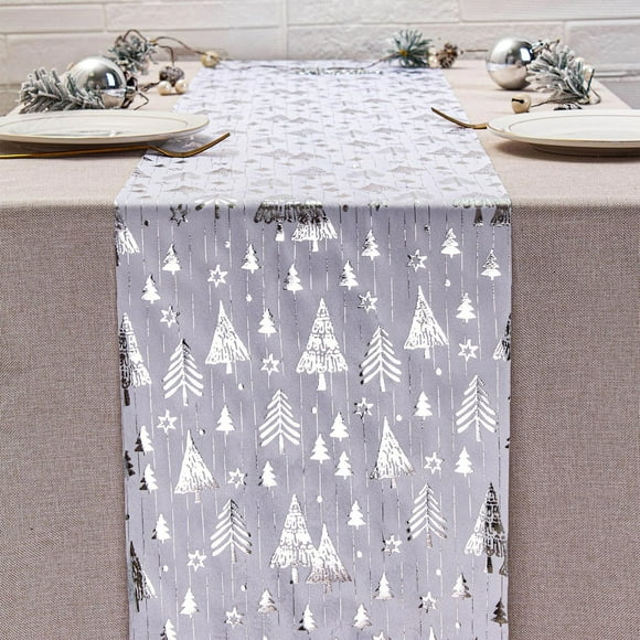 Xihbxyly Venta de Palets Camino de Mesa Forma de Navidad, de Terciopelo Dorado, Poliéster y Algodón, Bandera de Mesa con Estampado de Año Nuevo, para Reuniones Navideñas