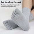 thumbnail image 2 of 5 Pairs Light Gray Men's Cotton Five Finger Crew Socks, Breathable Athletic Running Toe Socks One Size Fits Most US 6-14, 2 of 7