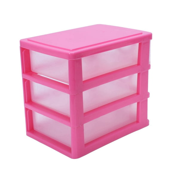 Mini translucent Drawer type plastic Storage Box（ red 3 Layers）