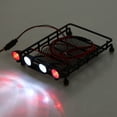 thumbnail image 4 of XingJian LLC LED Lights Roof Rack Luggage Carrier for Axial SCX10 1/10 RC Car (2 White 2 Red), 4 of 10