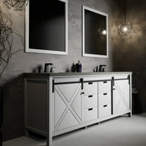 Marsyas 84 in W x 22 in D White Double Bath Vanity and Grey Quartz Countertop