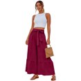 thumbnail image 4 of Dresfit Wide Leg Pants for Woman Linen Palazzo Business Pant 2026 Summer Lightweight Elastic High Waist Slacks Flowy Cotton Beach Trousers with Pockets Wine M, 4 of 4