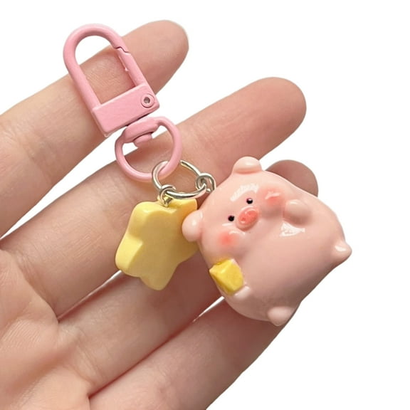 3D Pink Pig Keychain Pendant Cute Cartoon Resin Charm Key Rings Personalized Hangings Keychain for Girls and Students