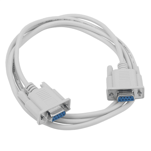 2PC 5Ft F / F Serial RS232 Null Modem Cable Female to Female DB9 FTA Connection 9 Pin Data COM Cable Converter PC,2* cable,light grey
