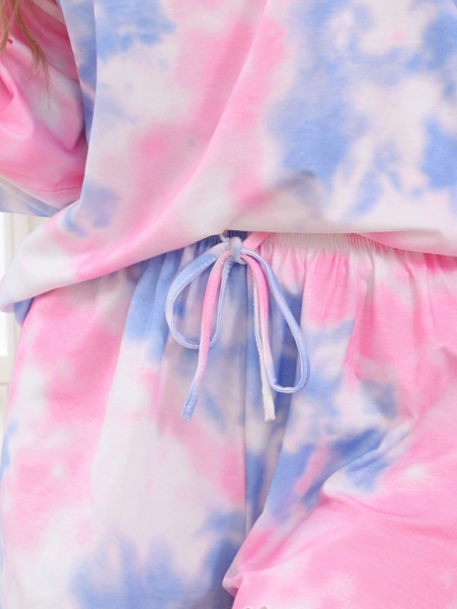 DARING DIVA Women's Tie Dye Tops with Shorts Pajamas Sets L Blue Purple