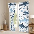 thumbnail image 3 of Manfei Ocean Shark Blackout Curtains, Kawaii Sealife Lover Window Curtains Pack of 2 (38x45 Each), Navy Blue, 3 of 6