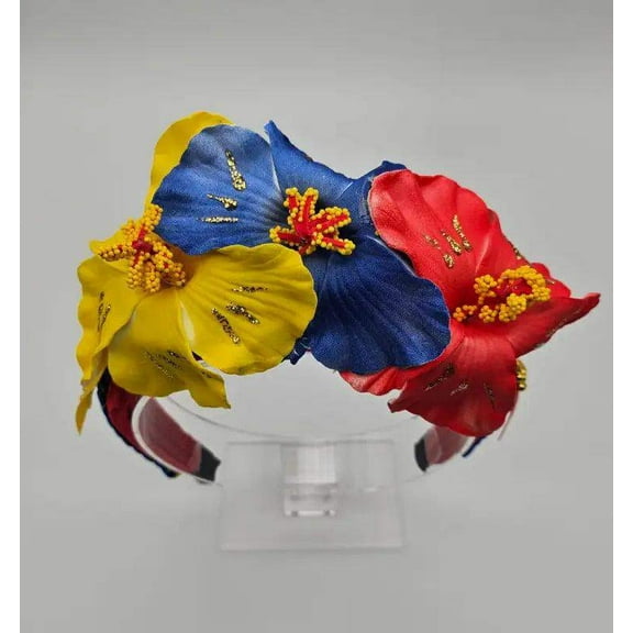 Handcrafted Floral Headband - Yellow, Blue & Red
