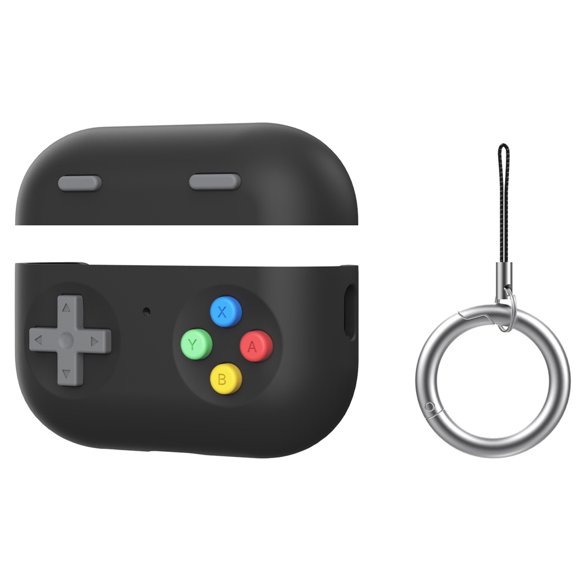 Funda protectora para AirPods Pro 2 con diseño retro de consola de videojuegos portátil. Funda protectora de silicona con llavero y cordón