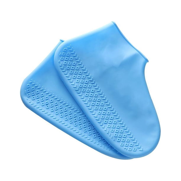 Sonducket 1 par de fundas para zapatos antideslizantes, inodoro, flexibles, plegables, de color sólido, a prueba de fugas, portátiles, Accesorios de calzado Azul M