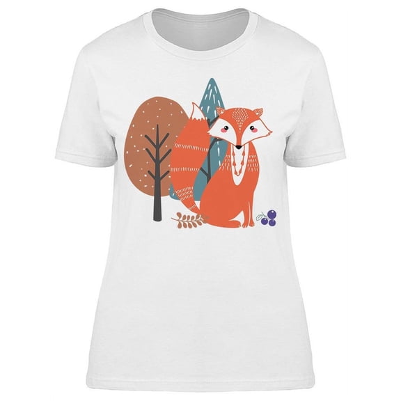 Cute Fox Trees T-Shirt Women -Image by Shutterstock, Female Small