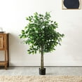 thumbnail image 2 of SAFAVIEH Faux Bush Ficus 55" Potted Tree, Green, 2 of 6